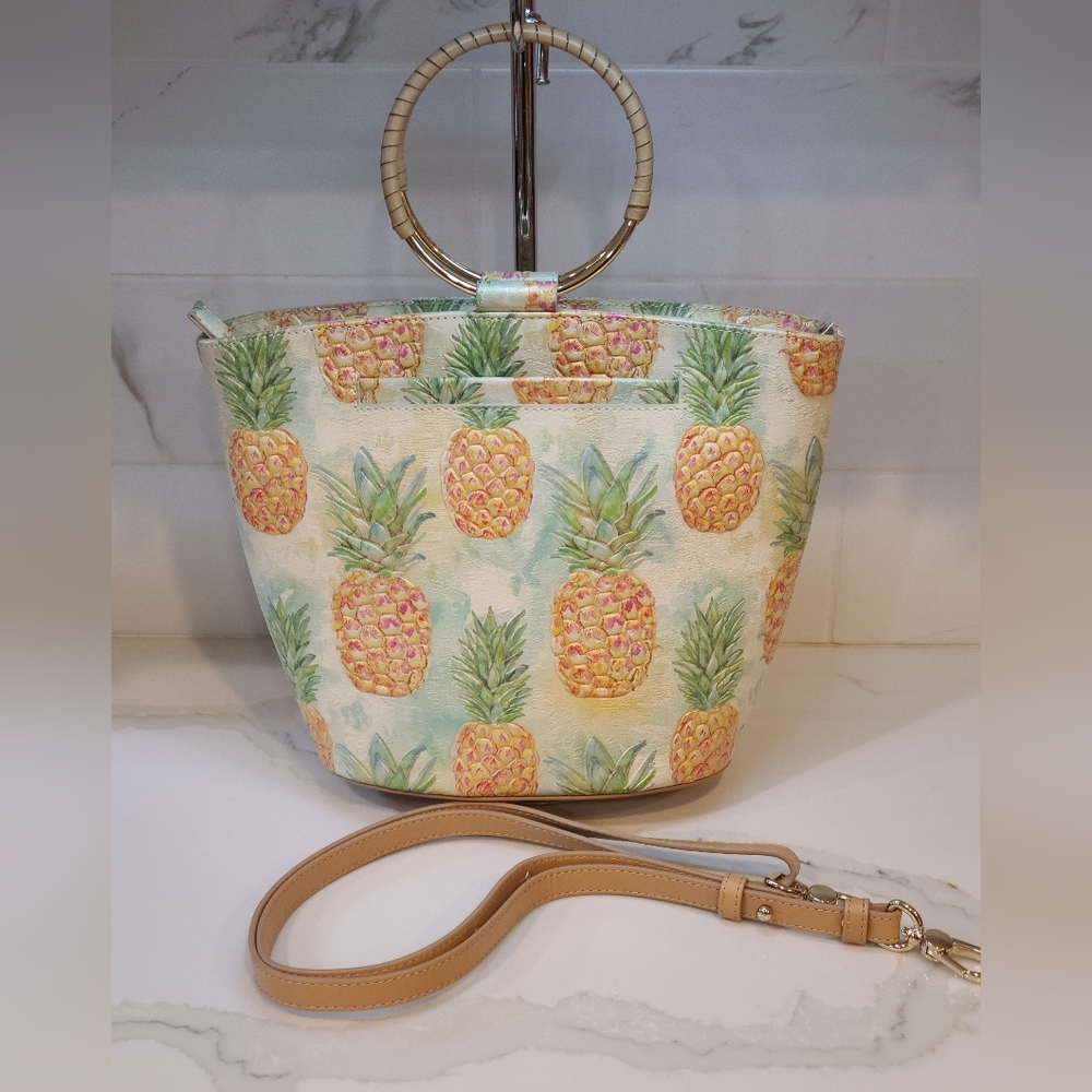 Brahmin Bowie Mod in Multi Pompano Pineapple Satchel Shoulder bag Pristine - Picture 8 of 10